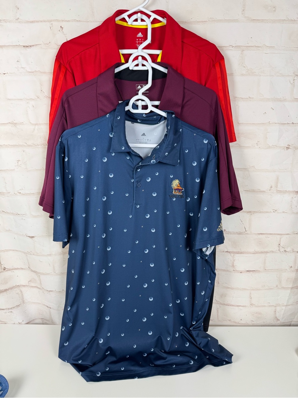Lot of 3 Adidas Polo Golf Shirts Size Large
